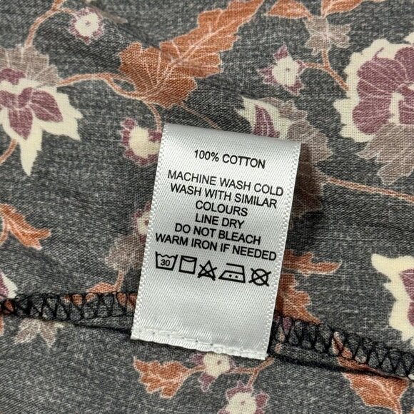 ABLE Boho Floral Top Blouse Sz.3XL Brown 100% Cotton Puff Sleeve Career Cottage - Picture 14 of 15